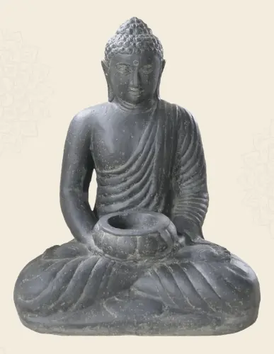 Product image of the product “Seated Buddha Candle, 51cm Height | Cast stone, handcrafted & coloured ”